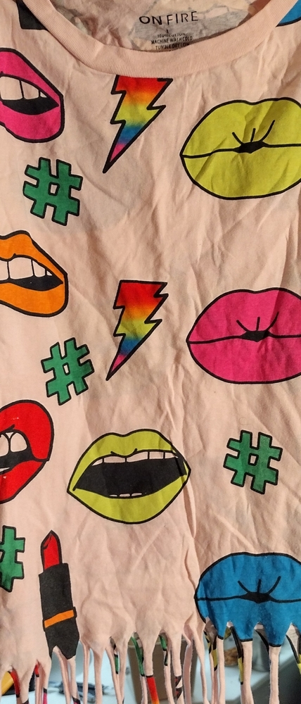 on Fire CROP TOP Lips and Lightning Bolts